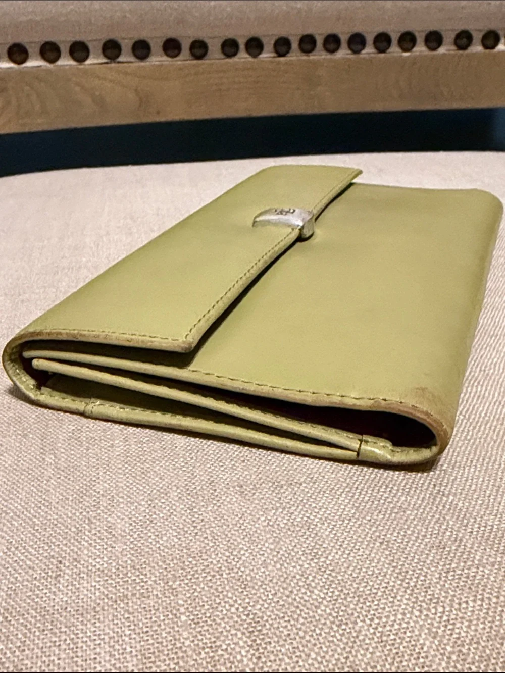 Vintage Lauren by Ralph Lauren Chartreuse Leather Envelope Wallet